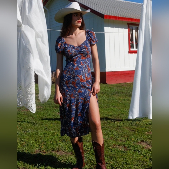 Idyllwind Beth Ditsy Print Puff Sleeve Midi Dress - Picture 4 of 7